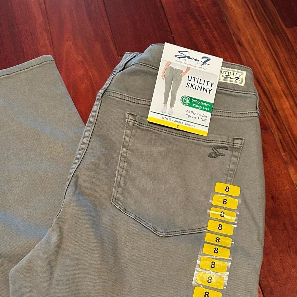 NWT-Seven7 Utility Skinny Ankle Jeans Olive Green-Size 8 - Picture 5 of 10